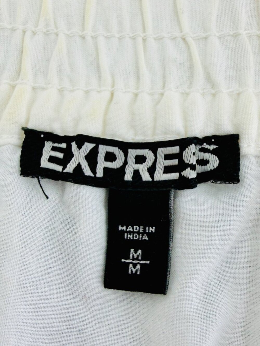 Express White Blue Ombre Eyelet Scalloped Tassel Mini Skirt | Coastal Boho 2K10s - Picture 14 of 16